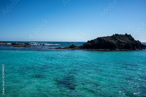 Blue lagoon in islas Canarias in Spain - Isla Lobos