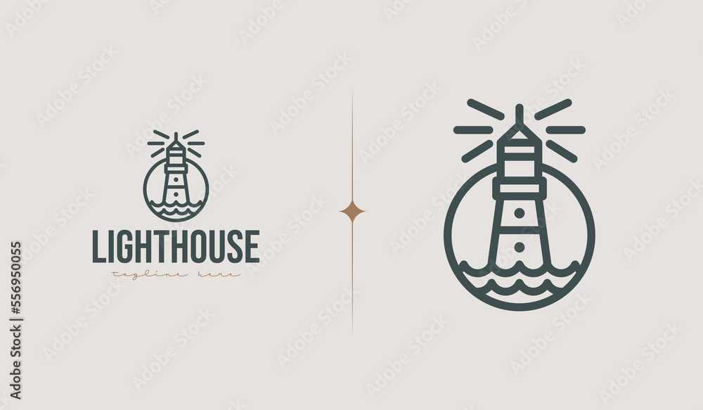 Lighthouse monoline. Universal creative premium symbol. Vector sign icon logo template. Vector illustration