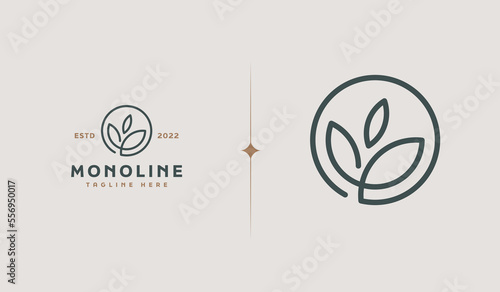 Leaf Flower Tree monoline. Universal creative premium symbol. Vector sign icon logo template. Vector illustration