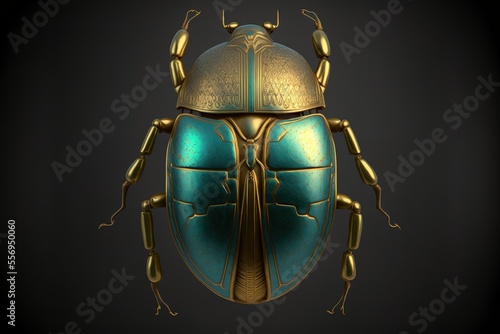 Ancient Egyptian Scarab Beetle On Black Gradient Background Generative AI