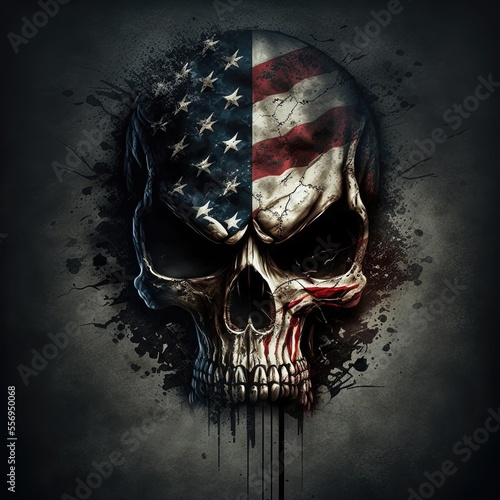 scary skull with the American flag 