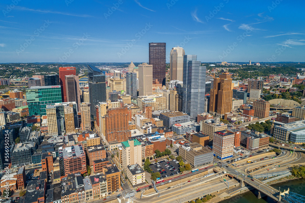Obraz premium Pittsburgh Skyline with Downtown and Business District.