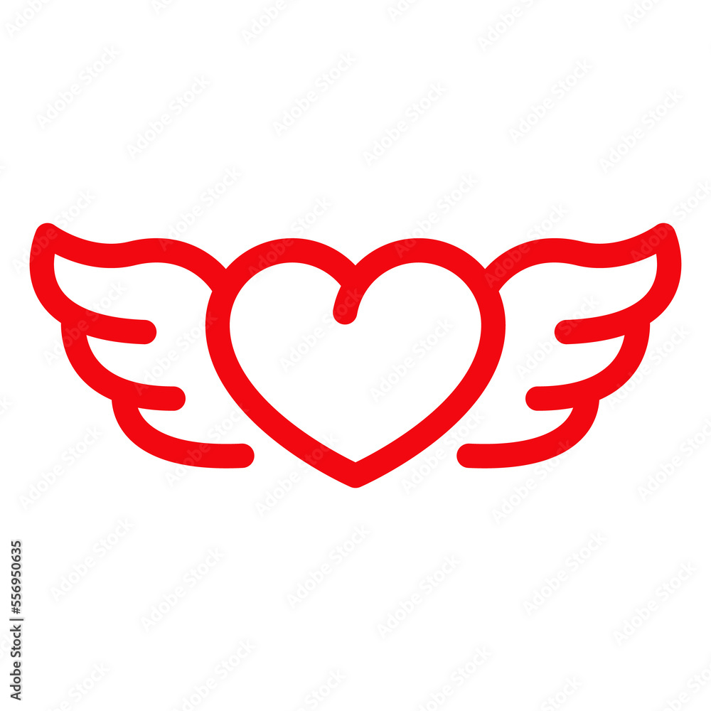 Logo aislado lineal con corazón con alas de ángel Stock Illustration ...