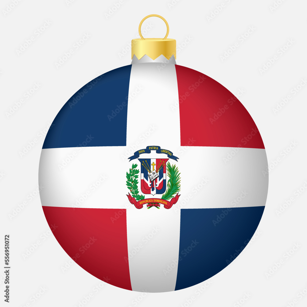 Christmas tree ball with Dominican Republic flag. Icon for Christmas holiday Christmas tree ball with Dominican Republic flag. Icon for Christmas holiday