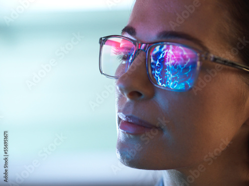 Fototapet Scientist in glassing doing medical research of brain