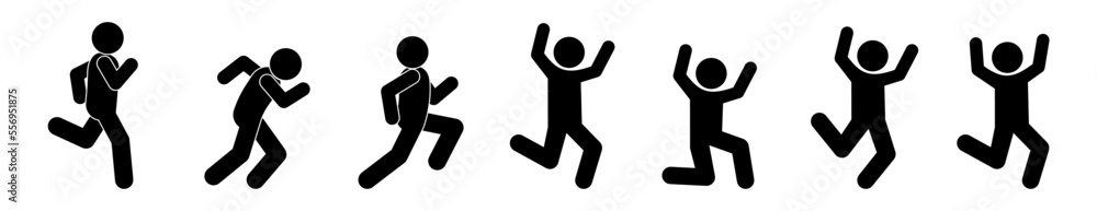 running man icon, stick figure, run illustration