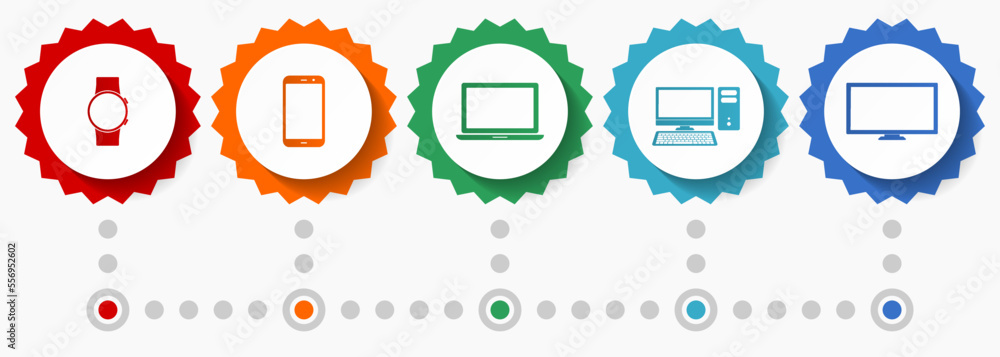 Electronic devices vector icons, technology flat design web badges collection, business infographic template Electronic devices vector icons, technology flat design web badges collection, business infographic template