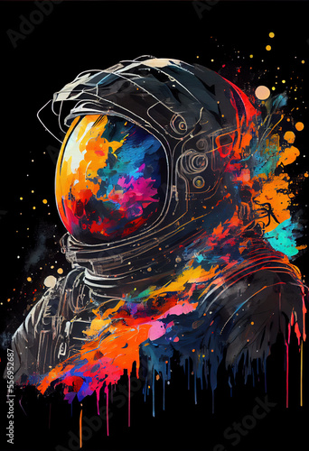 Voka art, Art painting, an astronaut in a spacesuit in the style of pop art. Generative AI