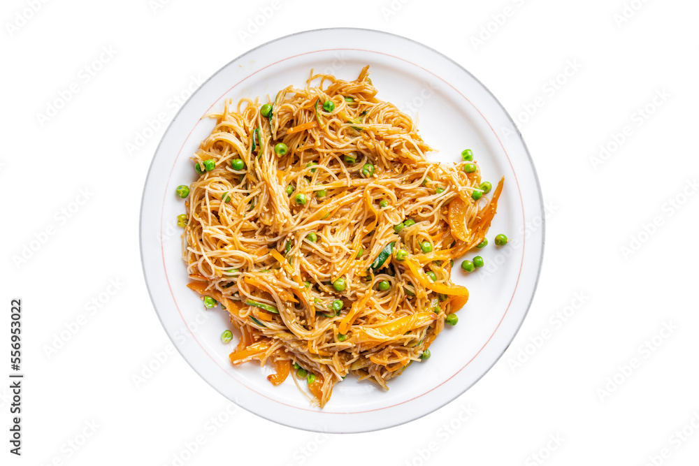 rice noodle vegetable Asian dish fresh funchose meal food snack on the table copy space food background rustic top view