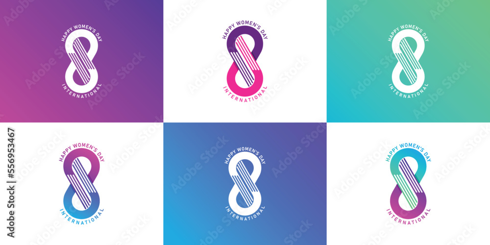 Fototapeta premium Happy women's day logo design. Simple and unique logo