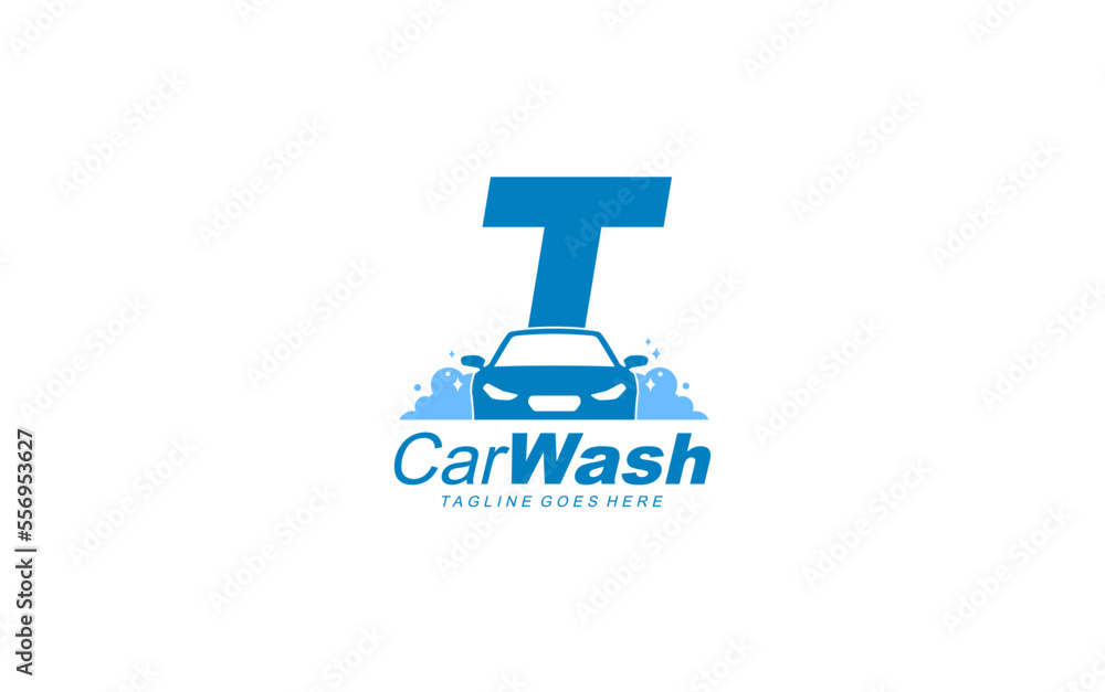 T logo carwash for identity. car template vector illustration for your brand. T logo carwash for identity. car template vector illustration for your brand.