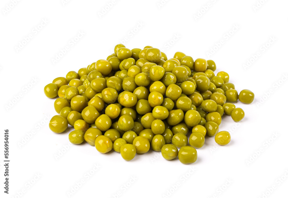 Canned Green Peas Isolated, Sweet Pea Pile, Cooked Legume, Protein Source, Healthy Vegan Food Canned Green Peas Isolated, Sweet Pea Pile, Cooked Legume, Protein Source, Healthy Vegan Food