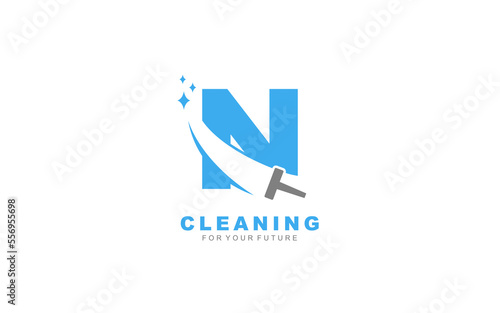 N logo cleaning services for branding company. Housework template vector illustration for your brand.