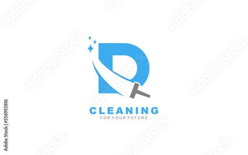 D logo cleaning services for branding company. Housework template vector illustration for your brand.