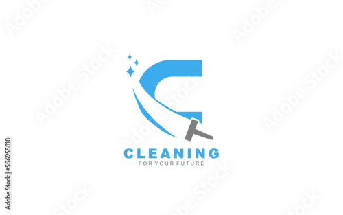 C logo cleaning services for branding company. Housework template vector illustration for your brand.