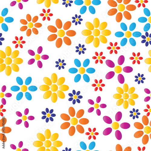 Seamless Pattern with Flowers. Colorful background. Vector illustration. Floral repeating texture.