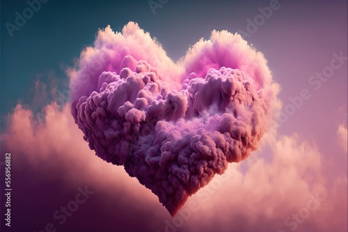 heart made of mostly pink clouds  ai generated