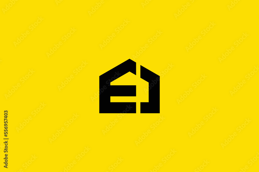 Minimal Awesome Trendy Professional Letter E Home Logo Design Template On Yellow Background Minimal Awesome Trendy Professional Letter E Home Logo Design Template On Yellow Background