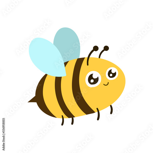 Cute Cartoon Bees On White Background vector illustration