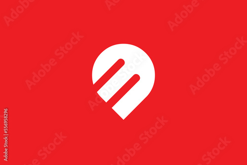 Minimal Awesome Trendy Professional Letter M Location Icon Logo Design Template On Red Background