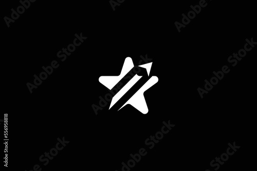 Minimal Awesome Trendy Professional Star Travel Logo Design Template On Black Background