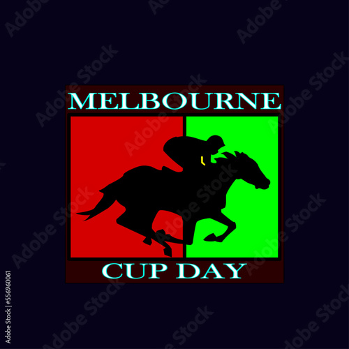 Melbourne Cup Day typography logo, Vector illustration. The Melbourne Cup is held on the first Tuesday in November and is one of the most famous horse races in the world.