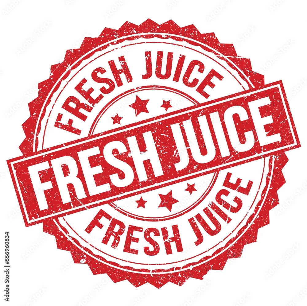 FRESH JUICE text on red round stamp sign FRESH JUICE text on red round stamp sign