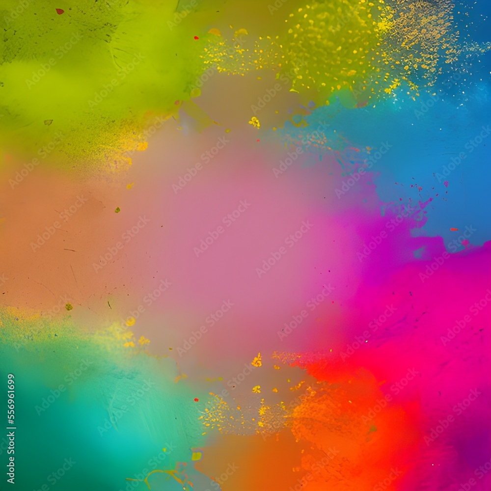 Holi dye background, holi festival style pattern, bright paint, cheerful drawing. Generative AI. Generative AI