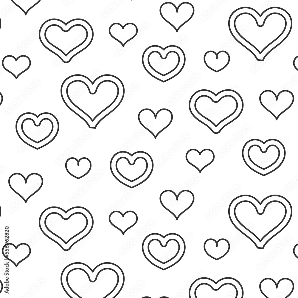 doodle pattern for valentine's day with hearts, poster with background for advertising, party banner