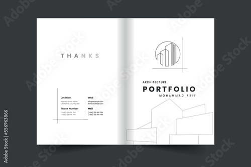 Creative Building and architecture portfolio cover template and White brand guideline brochure cover layout