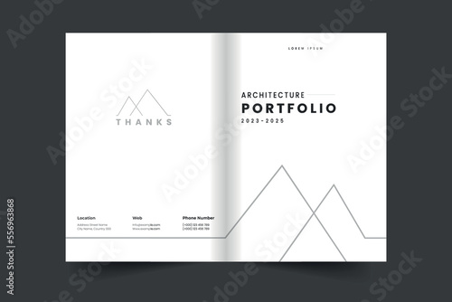 Building and architecture portfolio cover template and White brand guideline brochure cover layout