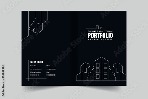 Building and Architecture Portfolio Template or Portfolio Brochure Cover Layout