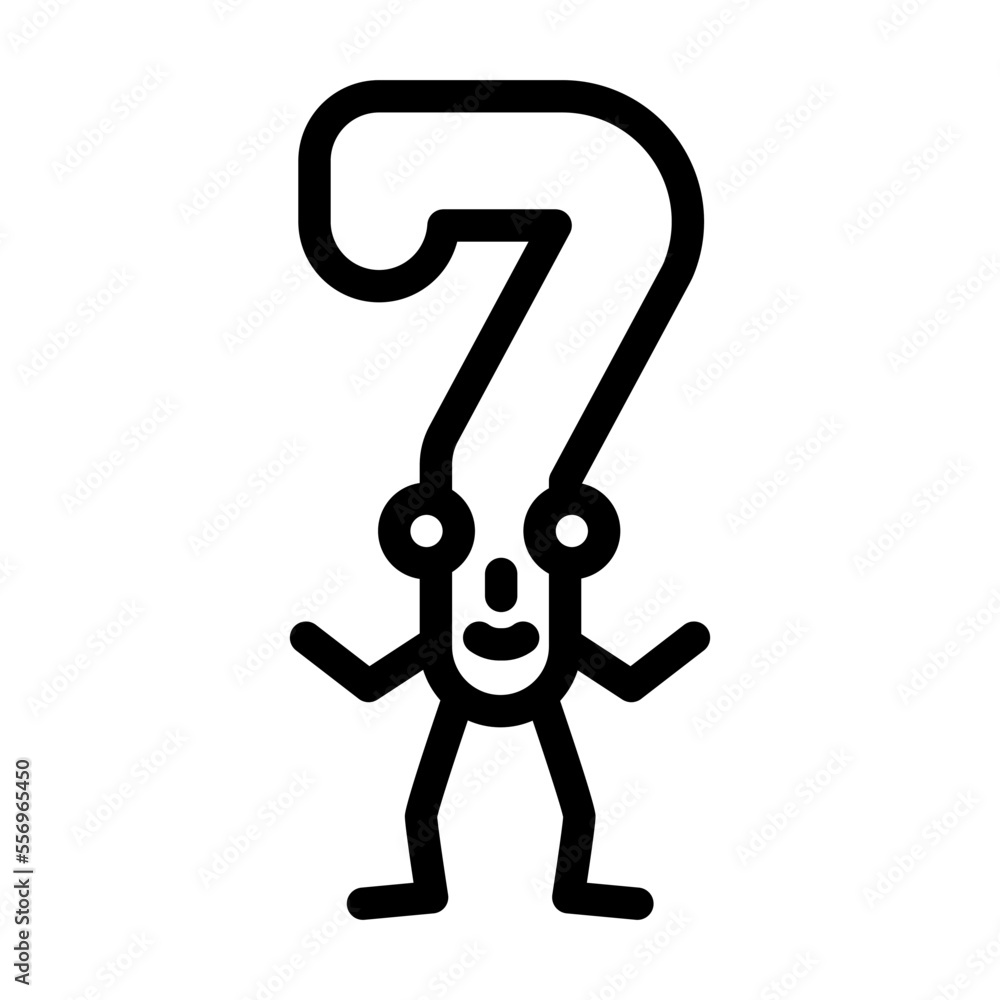 seven number character line icon vector. seven number character sign. isolated contour symbol black illustration seven number character line icon vector. seven number character sign. isolated contour symbol black illustration