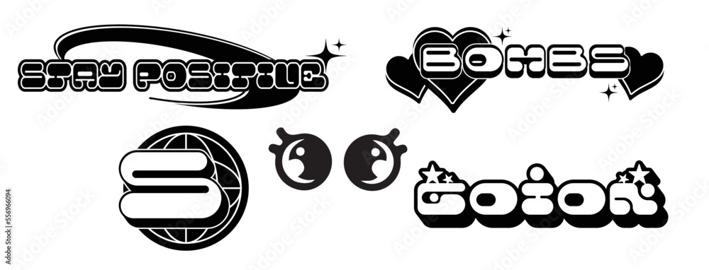Premium Vector  Y2k badges stickers logo futuristic lettering