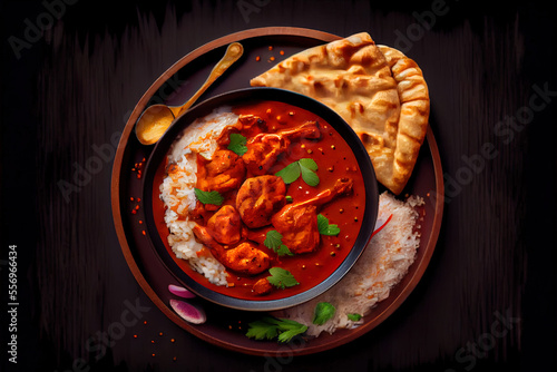 Obraz na plátně Chicken tikka masala spicy curry meat meal food