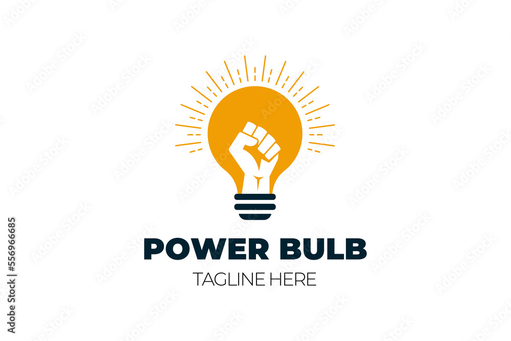A fist hand power logo featuring a fist shaped like a light bulb, representing a concept design for strength and creativity. A fist hand power logo featuring a fist shaped like a light bulb, representing a concept design for strength and creativity.