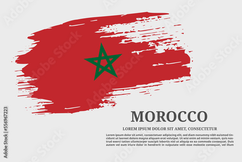 Morocco flag grunge brush and poster, vector photo