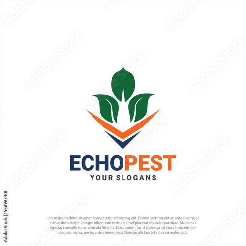 Pest Control Logo Design leaf and arrow down for pest attack symbol logo design vector