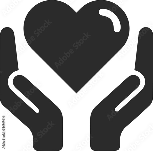 Empathy and compassion icon, affection icon black vector
