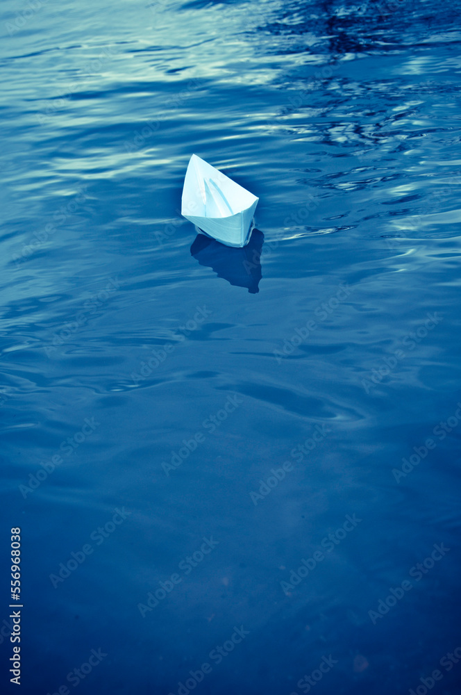 paper boat in the sea