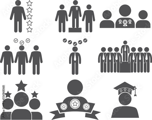 Superior person icon set, superiority icon set black vector