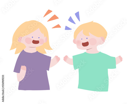 会話をする人たち（白人男女）