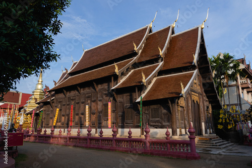Wooden sanctuary of Phan Tao temple in Chiang Mai, Thailand.