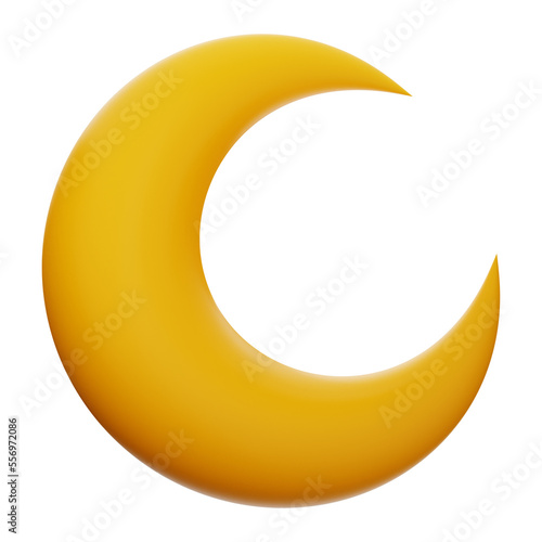 Premium Weather crescent moon icon 3d rendering on isolated background