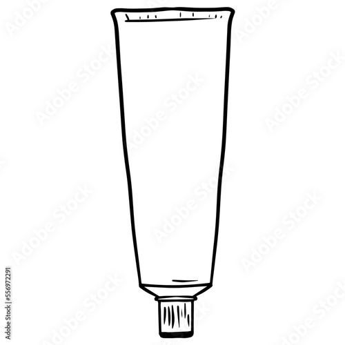 Hand drawn vector illustration of cream in tibe. Line art