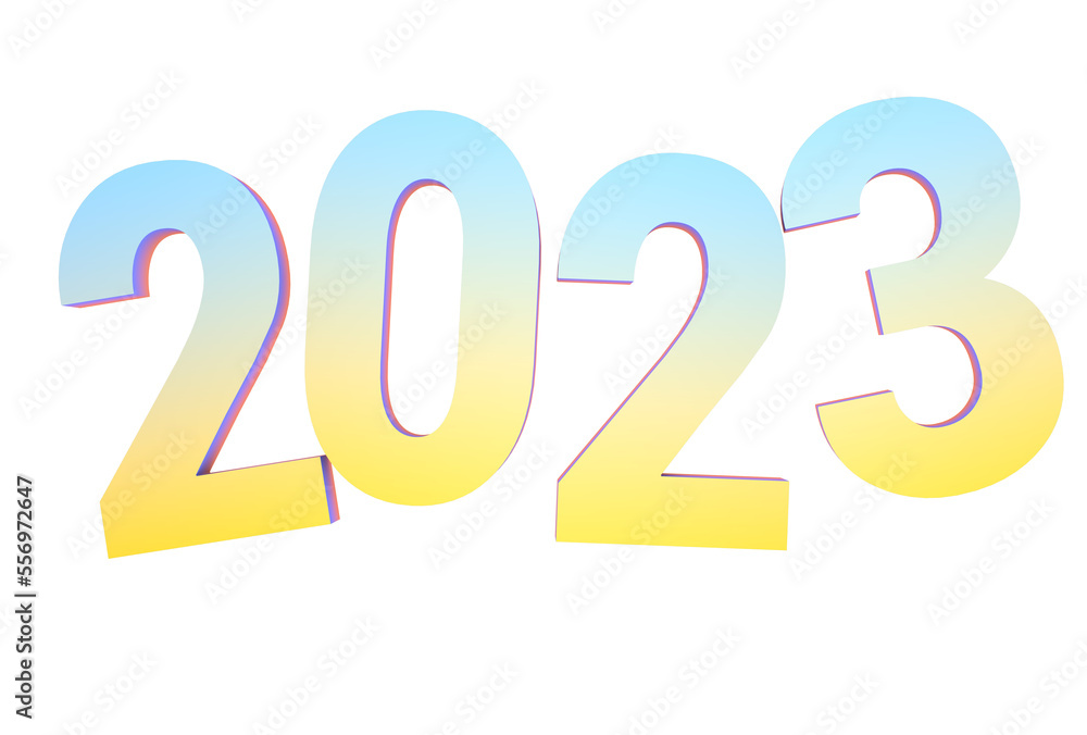 Colorful number 2023 isolated on background. New Year. 3D render Colorful number 2023 isolated on background. New Year. 3D render