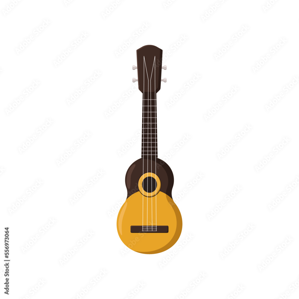 Classic acoustic guitar cartoon illustration. Colorful musical instrument isolated on white background. Music, hobby concept.