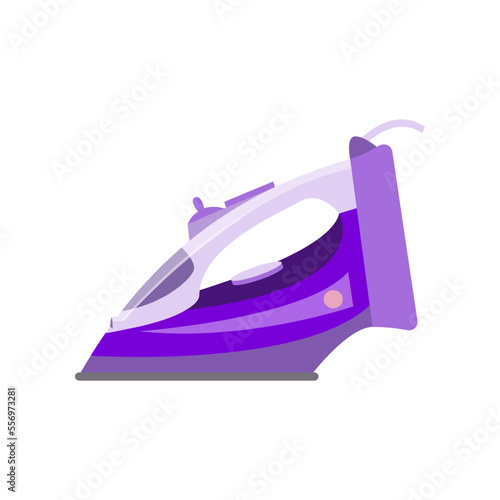 Small steam iron cartoon illustration. Colorful hot press iron for ironing and care of clothes isolated on white background. Laundry, home, gadget concept.