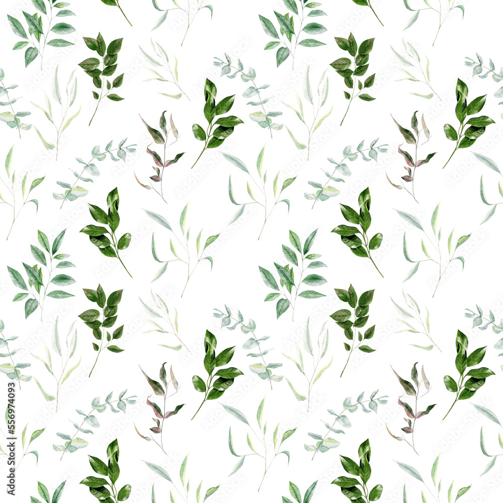 Hand painted watercolor greenery seamless pattern Hand painted watercolor greenery seamless pattern