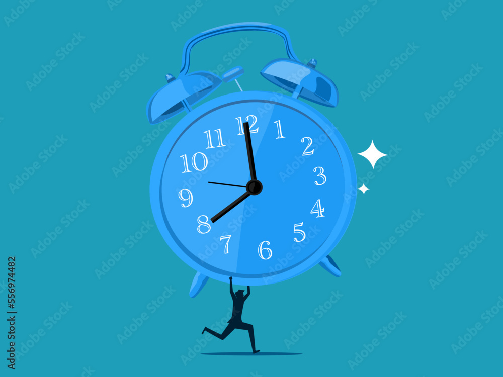 Have time for life. businessman holding a big clock vector